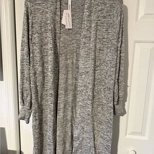 NY Collection Heathered Gray Cardigan